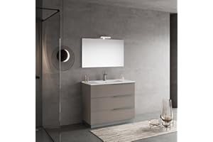 Kiamami Valentina MOBILE BAGNO A TERRA 100CM GRIGIO CON LAVABO, SPECCHIO 100X60 | NEW YORK