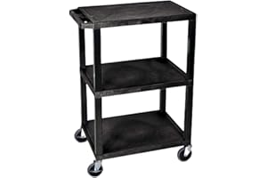 LUXOR WT34S 3 Shelves Tuffy Utility Cart - Black