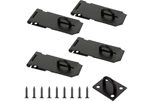 GOYADA 4 Stück Vorhängeschloss Haspe Schwarz 4 Zoll, Edelstahl Riegelschloss Haspe, Edelstahl Schloss Überfalle mit Schrauben für Garten, Türen, Schränke