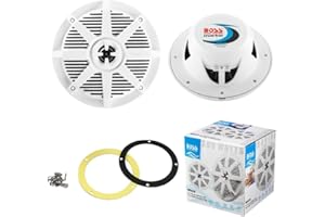 GK SOUND KIT SET PER BOSS AUDIO SYSTEMS MR62W 2 diffusori altoparlanti marini bianchi 2 vie 6,5" 16,5 cm 165 mm, 100 watt rms 200 watt max, impermeabili, mare, barca, a coppia + guarnizioni e viti omaggio