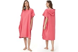 Jucreevii Poncho de Bain Microfibre Serviette Poncho de Plage avec Capuche Surf Poncho Séchage Rapide & Léger Serviette de Plage Hommes Femmes Adultes Changing Towel pour Beach Surfing Natation, Rose