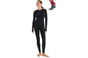 Merino.Tech Vetement Femme Ensemble Laine Merinos - 100% Merino Wool Haut et Bas avec Chaussettes Lourd, Moyen, Léger