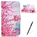 Produktbild Feeltech LG X Power Hülle,LG X Power Magnet Leder Wallet Cover,Elegant Soft PU Kartenfach Extra Dünn Tasche Bunte Relife-Muster [Stand Funktion] Karte Halterung Klapp hülle Flip Book Design Case Flexible TPU Ultra Slim Inner Bumper Tasche mit Landyard [Free Stylus] für LG X Power - Zwetschge Blüte