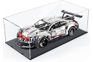 Nynelly Vitrine en Acrylique pour Collection, Boîte en Acrylique Transparent avec Base pour Lego 42083 42096 Boîte de Présentoir Antipoussière pour Figurines Action Pop, 23.6x11.8x7.9 inch, Noir