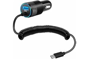 MUHOGXIO Adapter do gniazda zapalniczki samochodowej USB C 3,4 A, ładowarka samochodowa USB, adapter do szybkiego ładowania 1,2 m, kabel spiralny typu C, do iPhone 16/15, Samsung Galaxy S25 Ultra/S24 FE/S23