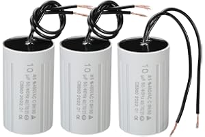 PATIKIL CBB60 10uF Running Capacitor,3pcs AC 450V 2 Wires 50/60Hz Cylinder 60x35mm for Water Pumps,Washing Machines Motor Start