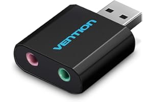 ‎VENTION Vention Externe USB-Soundkarte, 3,5 mm, USB-Audio-Adapter-Karte mit Mikrofon, USB auf 3,5 mm Klinke, Konverter für PS4, Laptop, Computer, Kopfhörer, Soundkarte (ohne Kabel)