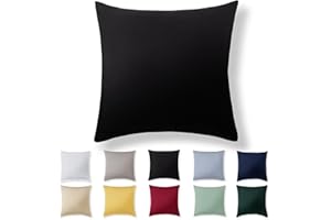 ‎ALREYA Alreya Kissenbezug 80 x 80 cm - Schwarz - 100% Jersey Baumwolle - Kissenhülle für Kissen 80x80 cm, Jersey Kopfkissenbezüge, Superweicher Kissenbezug 80x80 mit Reißverschluss