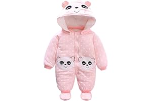 MINIZONE Kombinezon dziecięcy z bucikami i kapturem, dla chłopców i dziewczynek, kombinezon z kapturem dla niemowlaka, zestaw odzieży zimowej dla dzieci 0 – 12 miesięcy