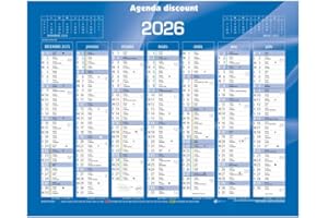 AGENDA DISCOUNT Calendrier mural de Banque Bleu 55x40cm carton rigide - 2026