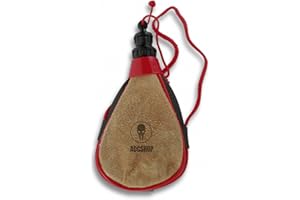 ADCSHOP Bota de vino tradicional recta - Capacidad 1/2 LITRO - en cuero vacuno serraje - 24 cm x 12 cm - peso (vacía) 89 grs. - cierre brocal anti-goteo