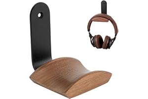 Jichenfang Support de Casque avec 6cm Large Oreiller en Bois de Noyer Crochet Casque,Porte de Casque avec 3M Ruban et vis Universel Toutes Les de Casques