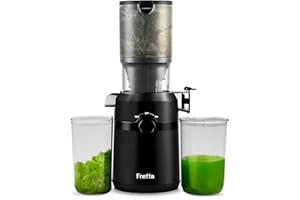Fretta Cold Press Juicer Machines, Self-Feeding juicer with 108mm&1.0L Feeding Chute for Whole Fruits and Vegetables, Automatic 200W Masticating Juicer, High Yield Juice Extractor, BPA-Free, Black