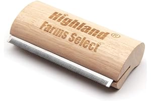 HIGHLAND FARMS SELECT Deshedding Grooming Tool for Dogs, Cats & Horses, Ergonomic Design Wood Groom Brush, Professional Pet Groomer, Painlessly Remove for Short & Long Hair, Fur & Dirt - 5 Inches