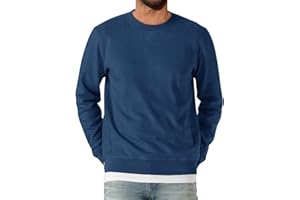 Runcati Męska bluza z długim rękawem, okrągły dekolt, sweter męski, lekka, jednokolorowa, koszulka z długim rękawem, basic, czas wolny, sport