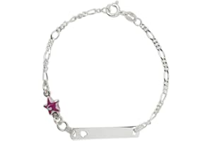 Aka Gioielli® - Bracelet d'Identification Enfants Argent 925 avec Étoile Émaillé, Cadeau Fantaisie Fille