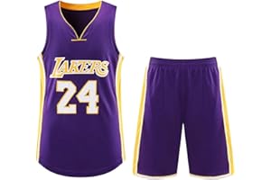 YIWAWQIAN Maillots de Basketball Enfants/Adulte Violet No.24 Maillots Jersey de Basket-Ball Ensemble pour Garçon/Homme, Pantalon de Basketball pour Enfants Gilet Top Shorts
