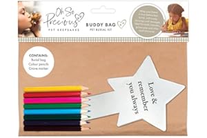 OH SO PRECIOUS PET KEEPSAKES Small Animal Burial Bag | Buddy Bag with Star Grave Marker and Colouring Pencils - Ideal for Birds, Hamsters, Guinea Pigs | Pet Loss Keepsake Kit for Children