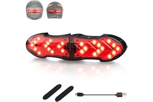Moman Motorcycle Helmet Light, Bike Bicycle LED Signal Light with Turn-Signals for Night Riding, Ultra Bright Rear Red safety Warning with IPX4 Waterproof ABS Meterial Micro USB Chargeable Cable