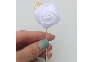 Fouriding 8 Pieces Homme Boutonniere Broche Fleur Rose Satin Bâton épinglette pour Costume Mariage Accessoires