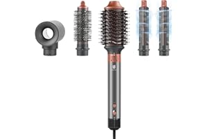 [5 in 1]webeauty Air Styler, 110000 TR/MIN, 20M/S Seche Cheveux 200 Million Ion Négatif Brosse Soufflante, Brosse Chauffante Brushing Volume, Brosse Ronde Chauffante, Air Fer a Boucler Automatique