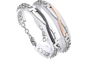 Zysta Braccialetto d'Amore Bracciali per Coppia lovers per lui & lei Cuore puzzle design lunghezza regolabile in cristallo e Acciaio Inossidabile,colore Nero e Dorato con Scatola Regalo