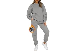 CheChury Survêtement Femme Hiver Ensemble Jogging Polaire Survêtement Chaud Femme Hiver Sportwear Fitness Pantalon de Sport Automne Sweat Suit Casual Sweatshirt Tracksuit Set Loungewear 2 Pièces