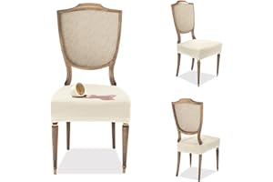 BANZAII TEXTILE INNOVATOR ONLINE Banzaii – Coprisedia Antimacchia senza Schienale – Coprisedia solo Seduta per sedie da cucina, sala da pranzo, cerimonia, ristoranti – 6 Pezzi Panna Made in Italy