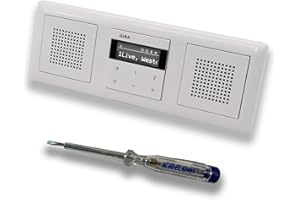 EBROM SET IDEE Gira Unterputz IP Internetradio 232003 + Bluetooth Komplett-Set mit 2 x Lautsprecher - System 55 - reinweiß glänzend mit 3fach Rahmen Gira 021303 inkl. EBROM Phasenprüfer zur Montage der Geräte