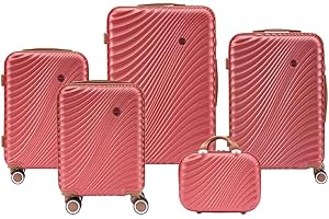 Convector Set Quattro Trolley + Beauty Case Da Viaggio, Valigie Rigide in 5 Dimensioni Con Ruote Girevoli a 360 °, Lucchetto TSA e Struttura in ABS Doppio Strato, Antigraffio e Antiurto