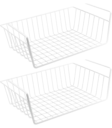 Lot De 4 Paniers Rangement Suspendus WEERSTONE - Métal Blanc Pour Cuisine, Placard, Salle De Bain