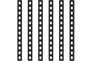 BAYIDUN 6 Pcs Soportes de Placa Plana, Chapa Perforada, Soporte de Esquina Plano Negro, Placas de Unión Planas, Placa Perforada, Pletinas Soportes de Esquina Conectores para Muebles Madera(6Pcs-307*24mm)