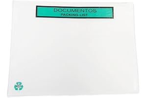 PAMPOLS Sobres de PAPEL adhesivos para el envío de documentos 240x180 mm (Tamaño A5) | Impresión "Documentos - Packing list" | Pack de 100 unidades