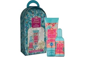 Tesori d'Oriente - Idea Regalo Set Ayurveda, con Doccia Crema 250 ml e Profumo Aromatico 100 ml, Include Spugna, Fragranza Fresca e Floreale, Note di Amla e Patchouli