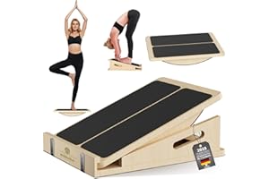 MIHOHO Tavola inclinata in legno 2 in 1 per allungamento e bilanciamento dei polpacci, cuneo regolabile professionale per allungamento della caviglia, pedane inclinate per fisioterapia per ginocchia