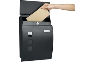 RYZAN Wall Mounted Waterproof Mailbox Large Steel Post Box Modern Design Parcel Box Letter Box Parcel Box for Mail Outdoor Letterbox With 2 Keys 32 x1 0x45cm, Anthracite Grey