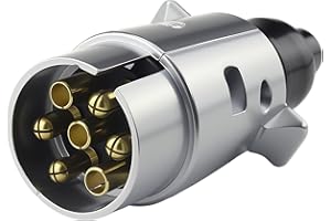 Knocery Fiches de Remorque en Métal 7 Broches, 12V Étanche Connecteur Prise Remorque 7 Broches Mâle pour Caravane Voiture RV Remorque Connecteur, Adaptateur AHK
