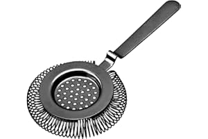 COCKTAIL7 Passoire à Cocktail Professionnelle Noir Gun Métal pour Shaker et Verre à Mélange, Acier Inoxydable 304, Encoche de Stabilité Intégrée, Accessoire Mixologie (4 Couleurs Disponibles)