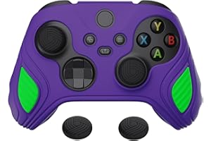 PlayVital Cover Custodia per Xbox Series X S Controller,Joystick Silicone Skin Gomma Protettiva Antiscivolo&Gommini Copri Analogici,Scorpione Edizione,Neon Genesi Viola&Verde