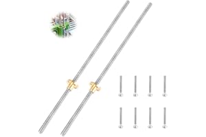 LIANGDIAN T8 Leitspindel 2 Stück Trapez Gewindespindel 8mm Gewindelspindel 300mm Lang Gewindestange Leitspindel 304 Edelstahl Leitspindel Set Leistspindel mit Mutter für 3D Drucker Schrittmotorantriebe
