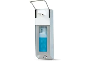 Hygien365 Desinfektionsmedelsdispenser aluminium, eurodispenser 500–1 000 ml – väggfäste, lång armspak, låsbar, för tvål och