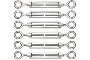 AISHOW 6 Pièces Tendeur Cable M5 Tendeur Cable Inox 304 Réglable Oeil de Ridoir et Oeil pour Tendeur de Fil Cable Acier Corde Crochet Tendeur Accessoires