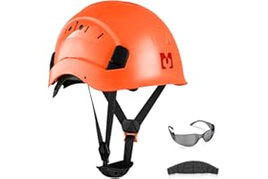 Mustbau Hard Hats Construction Safety Helmet with Anti-fog Safety Glasses Wheel Ratchet Adjust 53-63cm for Scaffolding,Construction and Tradesmen EN 397