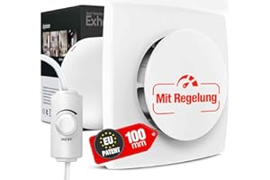 BUMSOU Badlüfter Fan mit Stufenlosem Schalter, Leiser WC Lüfter 28dB, Starker Lüftung IPX4 Bad Lüfter, Abluftventilator, Idealer Wandlüfter für Badezimmer WC Garage Keller