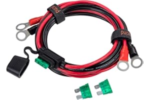 YCIND E2E-B1[UL Listed] 3/8 inches Eyelet Terminal Battery Terminals Battery Boost Cable Heavy-Duty 30A 12V/24V 12AWG Cord 3Ft