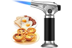 Torche de soufflage culinaire rechargeable, Ankway chalumeau de cuisine professionnel, multifonctionnel torche à gaz butane cuisiner, crème brûlée (butane non inclus) (Noir)