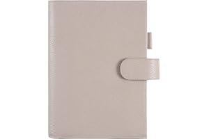 Moterm Skórzane etui na notatnik A5 – pasuje do planera Hobonichi Cousin, Stalogy i Midori MD, ze szlufką na długopis, przegródkami na karty i tylną kieszenią (żwirowa taupa)