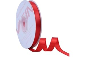 VATIN Red Satin Ribbon Polyester 10mm X 23m(25 Yards) Craft Fabric Ribbon Perfect for Gift Wrapping,Hair Bow,Party Balloon Trimming, Cake Decoration Sewing and Other Craft Projects
