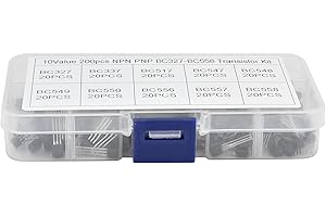 KooingTech 200 Stück Transistor Set, Dioden Sortiment Kit Mit Clear Box,BC327 BC337 BC517 BC547 BC548 BC549 BC550 BC556 BC557 BC558