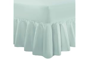 Nimsay Home Plain Dyed Frilled Fitted Valance Sheet 100% Egyptian Cotton 200TC Extra Deep Bed Skirt - Duck Egg, Single